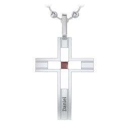Men’s Engravable Cut-out Silver Cross Pendant