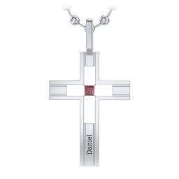 Men’s Engravable Cut-out Silver Cross Pendant