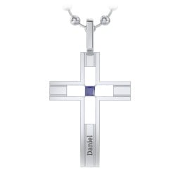 Men’s Engravable Cut-out Silver Cross Pendant