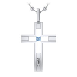 Men’s Engravable Cut-out Silver Cross Pendant
