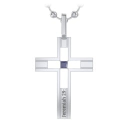 Menβs Engravable Cut-out Silver Cross Pendant