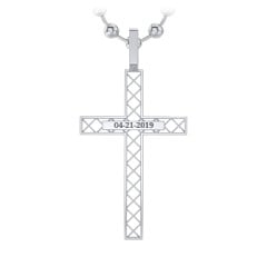 Men’s Engravable Geometric Silver Cross Pendant