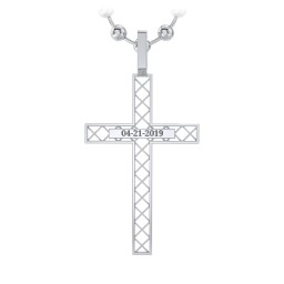 Men’s Engravable Geometric Silver Cross Pendant in 925 Sterling Silver