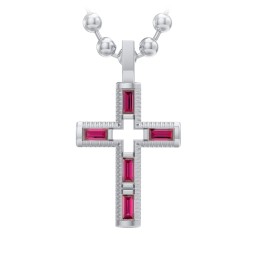 Men’s Baguette Birthstone Cross Pendant