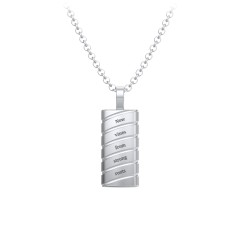 Men’s Engravable Diagonal Grooved Pendant – Sterling Silver