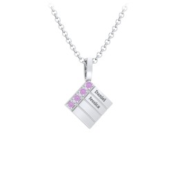 Men’s Engravable 4-Stone Pendant in 925 Sterling Silver with Amethyst