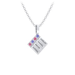 Men’s Engravable 4-Stone Pendant – Sterling Silver with Blue Sapphire and Ruby