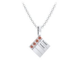 Men’s Engravable 4-Stone Pendant in 925 Sterling Silver with Garnet