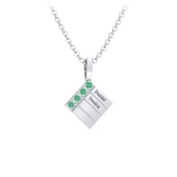 Men’s Engravable 4-Stone Pendant in 925 Sterling Silver with Emerald
