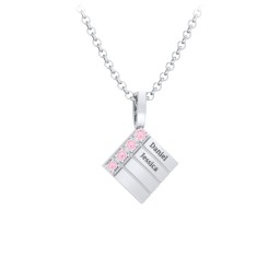 Men’s Engravable 4-Stone Pendant in 925 Sterling Silver with Pink Tourmaline