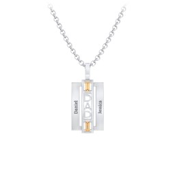 Men’s Engravable 2-Stone “Dad” Pendant