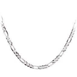 Menβs 22" Sterling Silver Figaro Link Chain Necklace