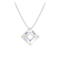 Men's Floating Square Pendant Necklace With Birthstones