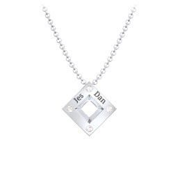 Men's Floating Square Pendant Necklace With Birthstones