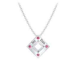 Men's Floating Square Pendant Necklace With Birthstones