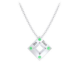 Men's Floating Square Pendant Necklace With Birthstones