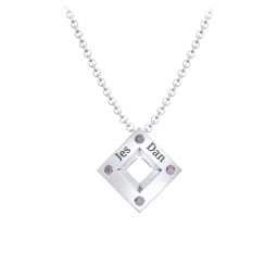 Men's Floating Square Pendant Necklace With Birthstones