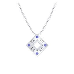 Men's Floating Square Pendant Necklace With Birthstones