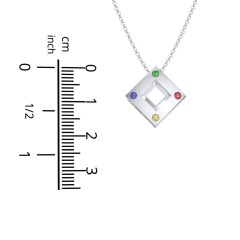 Men's Floating Square Pendant Necklace With Birthstones