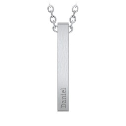 Men’s Engravable Vertical 3D Bar Necklace in Stainless Steel