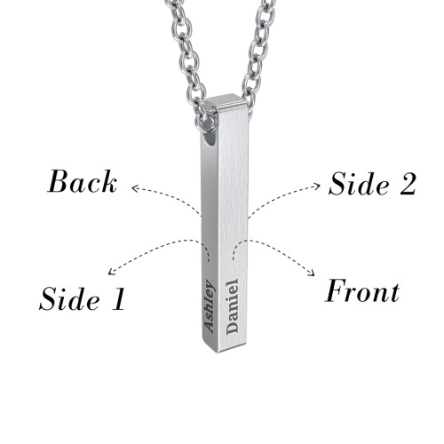 Men’s Engravable Vertical 3D Bar Necklace – Stainless Steel