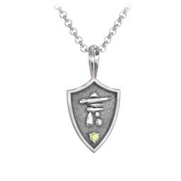 Men's Inukshuk Hero Shield Pendant with Gemstone