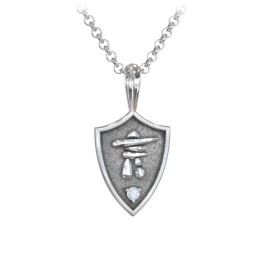 Men's Inukshuk Hero Shield Pendant with Gemstone