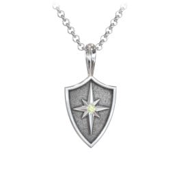 Men's Starburst Hero Shield Pendant with Gemstone