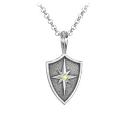 Men's Starburst Hero Shield Pendant with Gemstone
