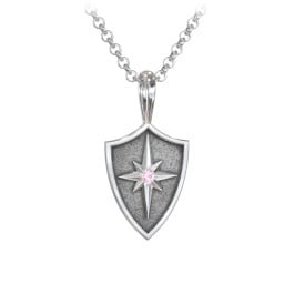 Men's Starburst Hero Shield Pendant with Gemstone