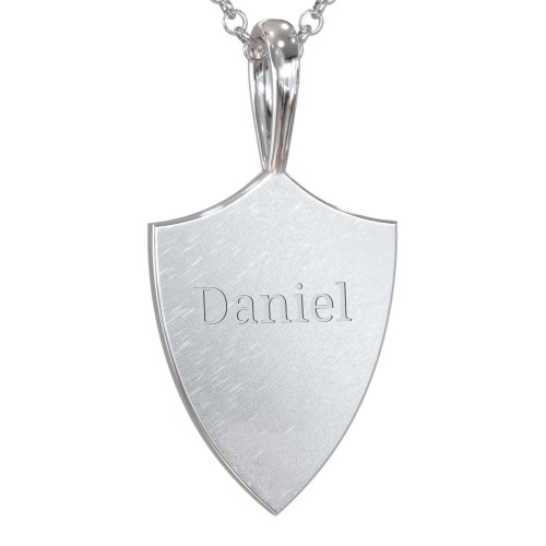 Men's Starburst Hero Shield Pendant with Gemstone – Sterling Silver with Ruby