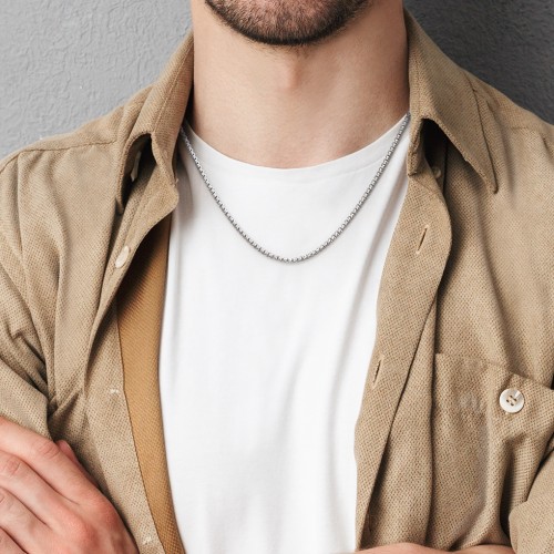 Men's 22" Rounded Box Chain Necklace – Sterling Silver