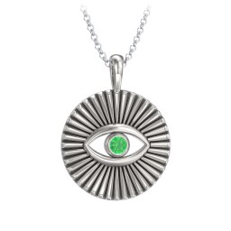 Men's Evil Eye Disc Necklace with Gemstone