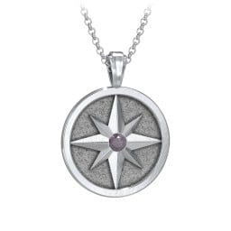 Men's Engravable North Star Disc Necklace with Gemstone