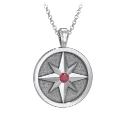 Men's Engravable North Star Disc Necklace with Gemstone