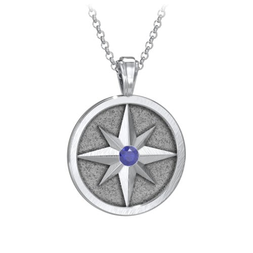 Men's Engravable North Star Disc Necklace with Gemstone