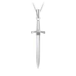 Men's Engravable Sword Necklace with Accent Stones