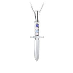 Men's Engravable Dagger Necklace with Gemstones