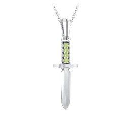 Men's Engravable Dagger Necklace with Gemstones