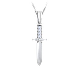 Men's Engravable Dagger Necklace with Gemstones