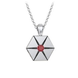 Men's Engravable Starburst Hexagon Necklace with Gemstone