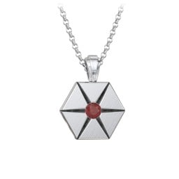 Men's Engravable Starburst Hexagon Necklace with Gemstone