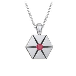 Men's Engravable Starburst Hexagon Necklace with Gemstone
