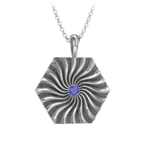 Men's Engravable Spiral Hexagon Necklace with Gemstone