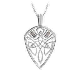 Men's Celtic Shield Necklace with Baguette Gemstones