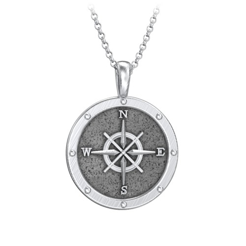 Men's Engravable Compass Necklace – Sterling Silver
