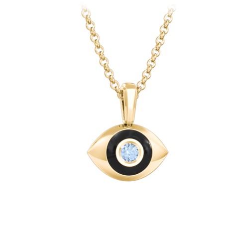 Men's Engravable Evil Eye Gemstone Necklace with Cold Enamel