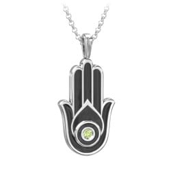 Men's Engravable Hamsa Gemstone Necklace with Cold Enamel