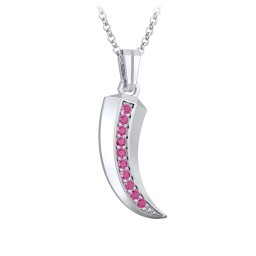 Men's Engravable Claw Necklace with Gemstones in 925 Sterling Silver with Ruby