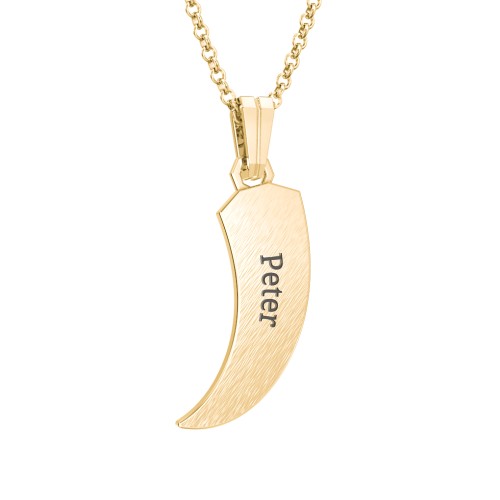 Men's Engravable Claw Necklace with Gemstones – 10K Yellow Gold with Ruby